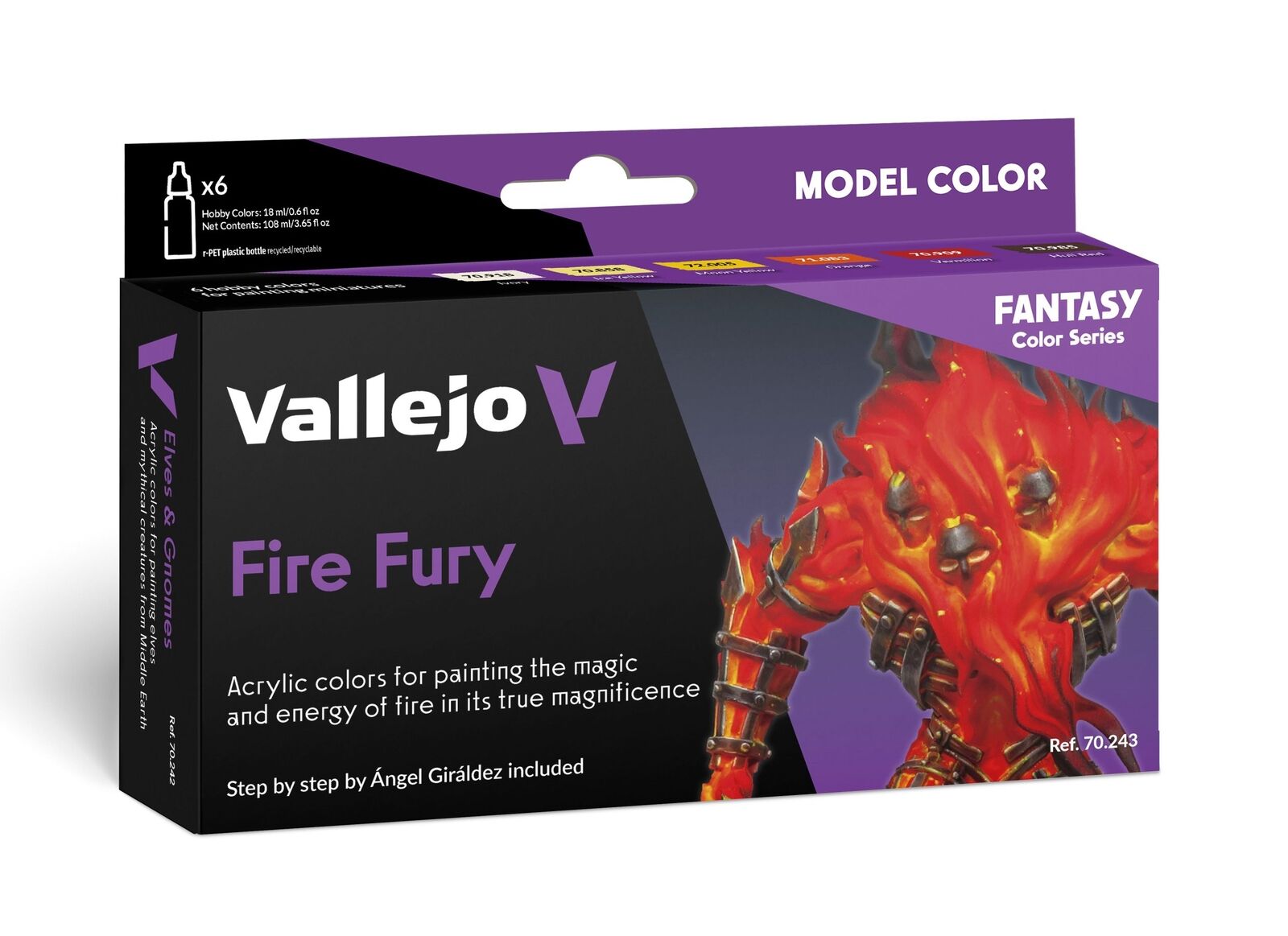 Vallejo 70243 FIRE FURY BY ANGEL GIRALDEZ CONFEZIONE 6 COLORI DA 18 ml