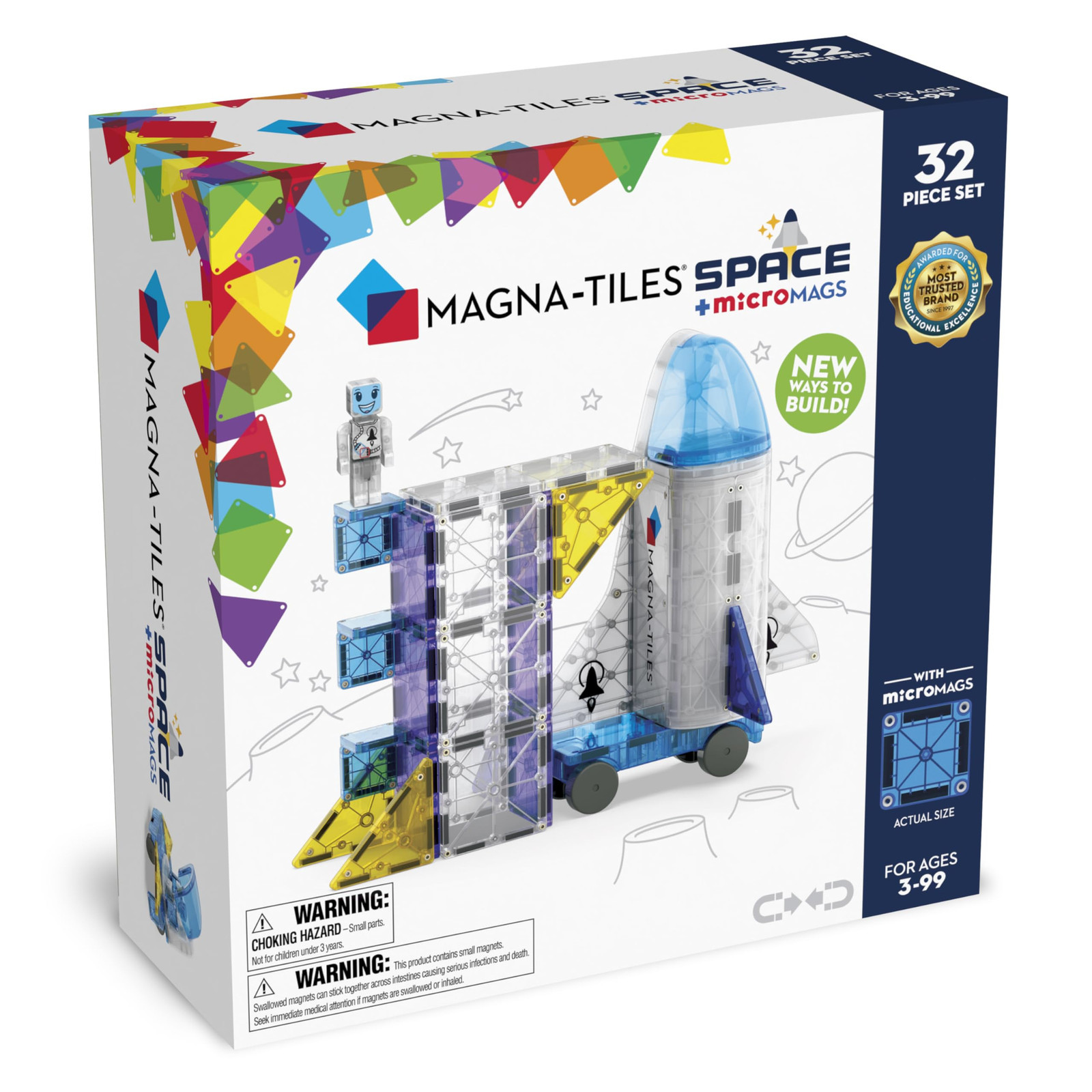 MAGNA-TILES Space 32-teiliges Magnetbauset - Die Originale Magnetbaumarke