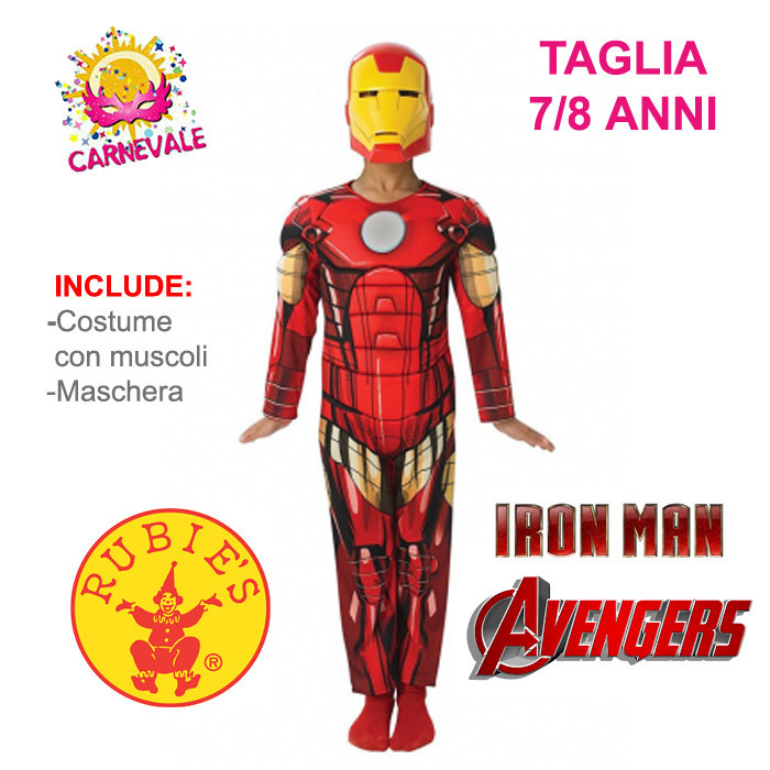 COSTUME VESTITO CARNEVALE IRON MAN IRONMAN 7/8 ANNI RUBIES 887751 DELUXE