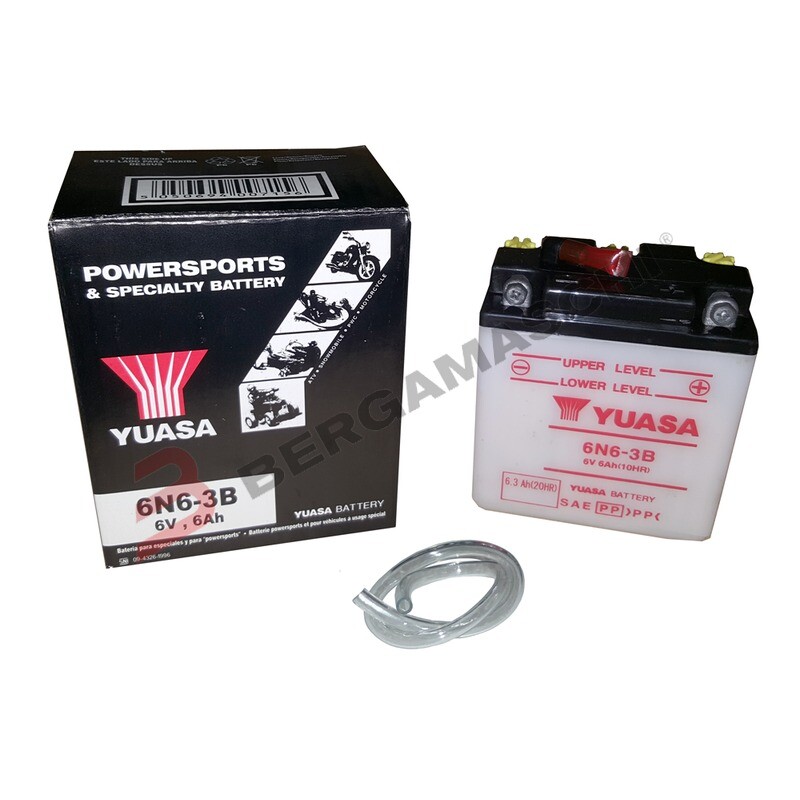 BATTERIA PER MOTO 6V 6 Ah YUASA 6N6-3B HONDA XL 250 72>76 350 74>78 MALAGUTI