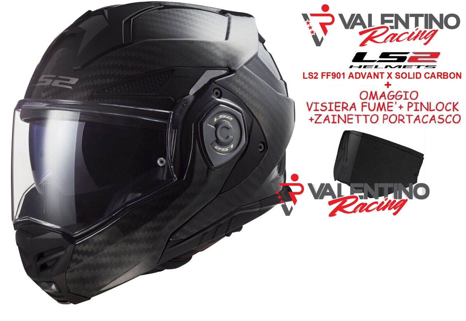 LS2 FF901 ADVANT X SOLID CARBON 06 P/J MODULARE MIS. XL  61/62 cm OMAGGIO
