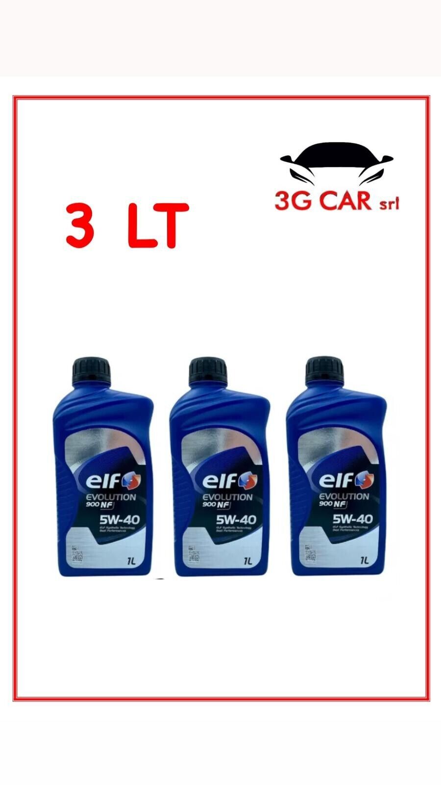 3 LT. OLIO MOTORE AUTO 5W40 ELF EVOLUTION 900 NF ACEA A3/B4 API SL 197965