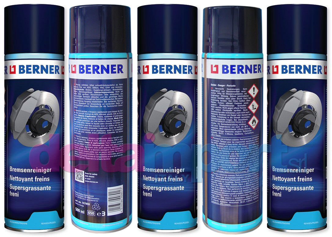 5 PEZZI SPRAY SUPER SGRASSANTE PER PULIRE MOTORE-FRENI-INGRANAGGI  BERNER