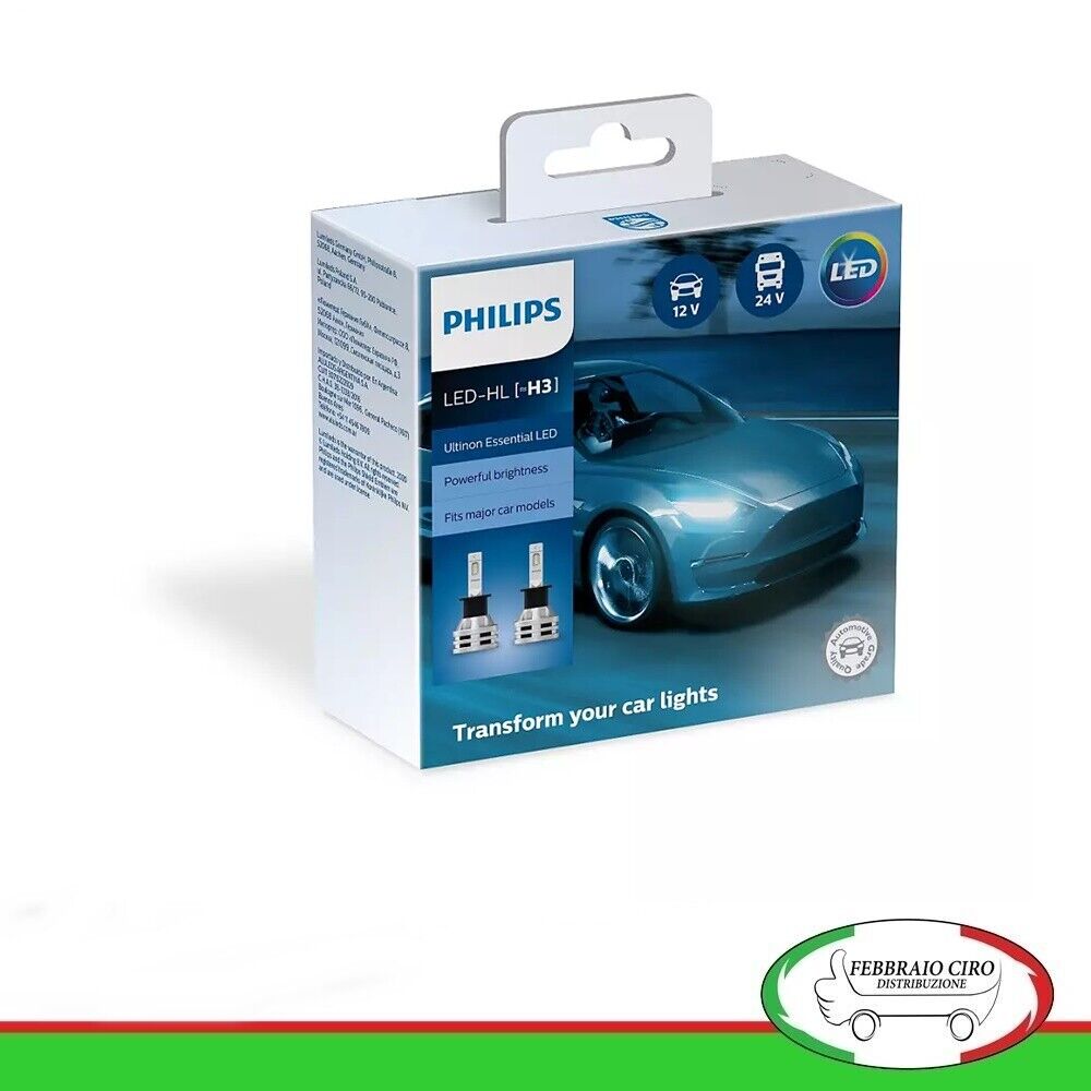 2 Lampadine Led Ultinon Essential Philips 11336UE2X2 H3 6500 K 12V 24V