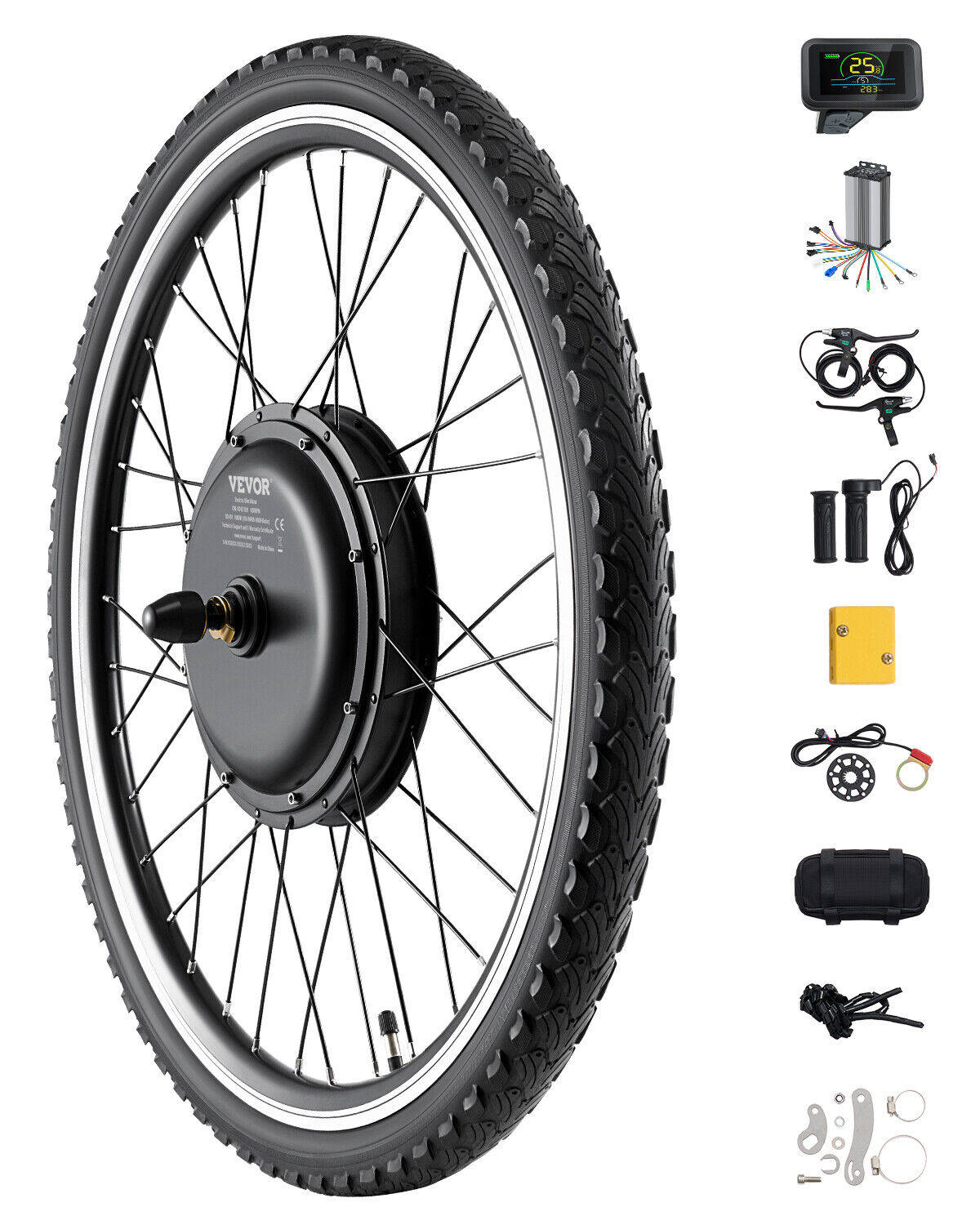 VEVOR Kit per Bicicletta Elettrica Motore 1000W E-bike 420rpm φ650mm 48V