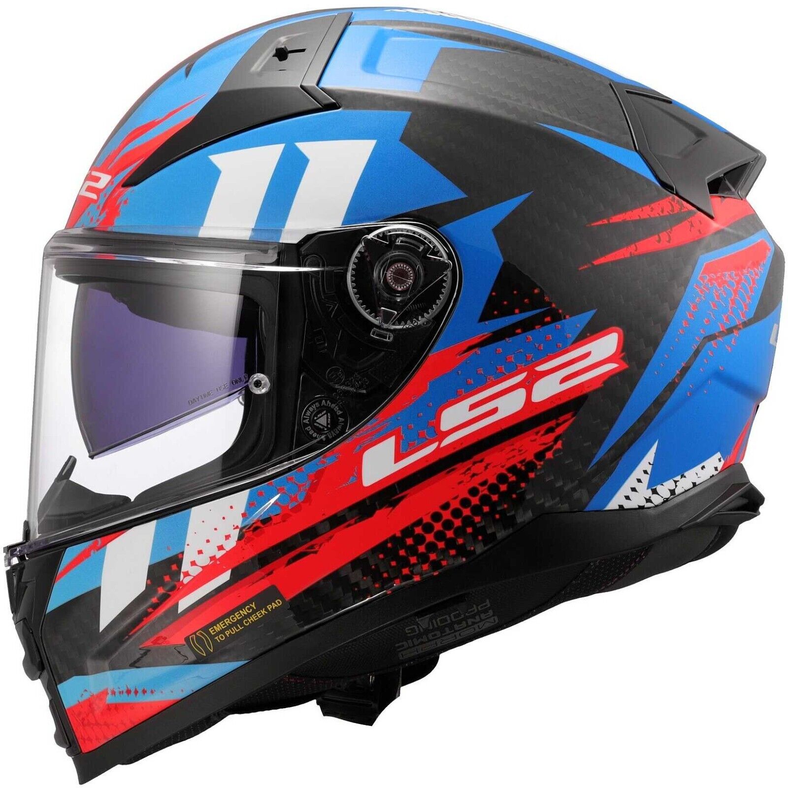 LS2 FF811 VECTOR II CARBON TANTIC RED BLU CASCO CARBONIO MOTO INTEGRALE TG L