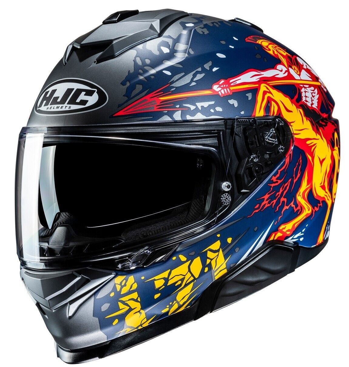 CASCO MOTO INTEGRALE DOPPIA VISIERA HJC I71 TAURUS MC1SF BLU TAURUS GRIGIO TG S