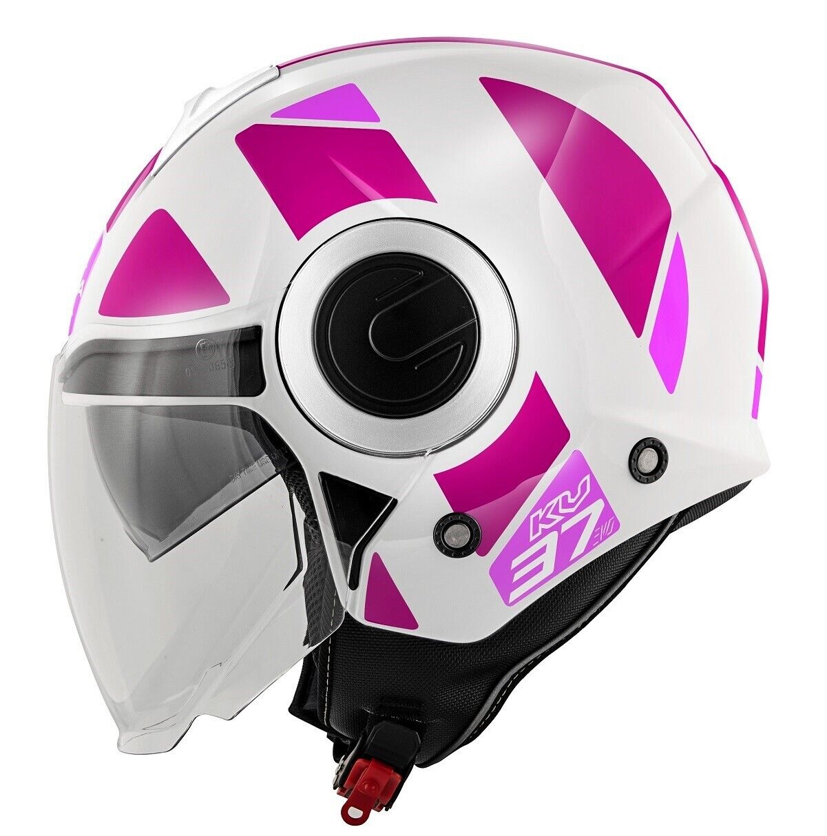 CASCO HELMET MOTO JET KAPPA KV37 STYLE BIANCO FUCSIA ROS TG M