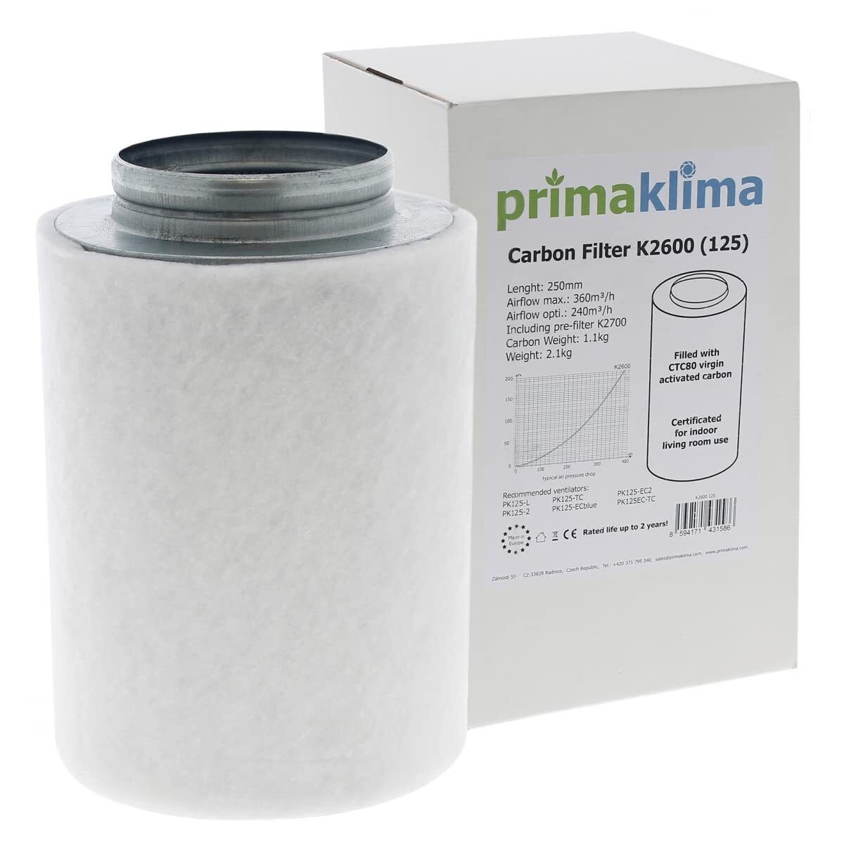 Prima Klima - Filtro a carbone Eco Line 360 m3/h – Diam. 125 mm