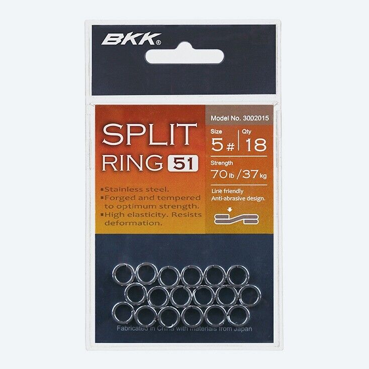 BKK SPLIT RING-51 size 8 150 lb 68 kg - 12 anelli spaccati pe artificiali pesca