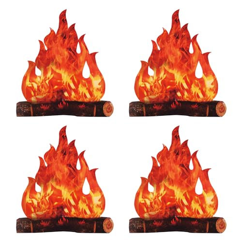 4 Pezzi Decorazione Per Feste Di Fiamma, Camino, Cartone Fiamma, Figlio Di Fuoco, Decorazione Occidentale, Mini Accessori Per Falò Urbani, Adatti Per
