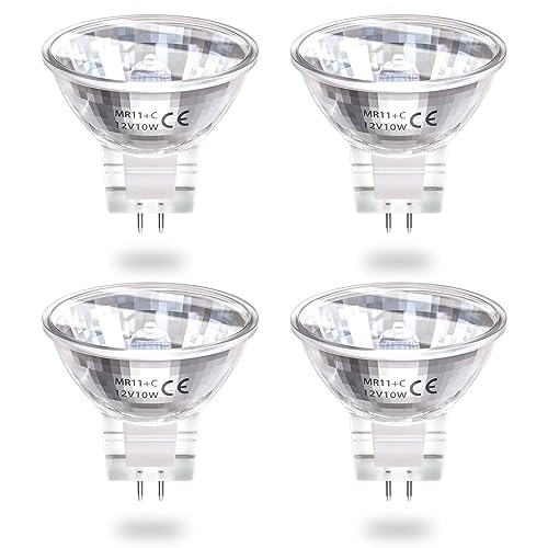 Doright 12V Gu4 Mr11 Lampadine Alogene, 10W Lampadine Alogene Dimmerabili Gu4 Bi-Pin Base Bulbs Spot Bulbi Calda Bianco 2800K Reflector Lampade Per Il