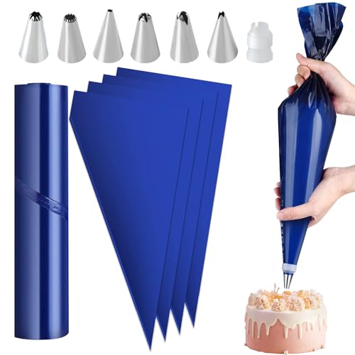 50 Pezzi Sac A Poche Usa E Getta, Spesse 21 Pollici Sac A Poche, Saccapoche, Sac A Poche Professionali Con 6 Diversi Beccucci E 1 Adattatori, Saccapoc