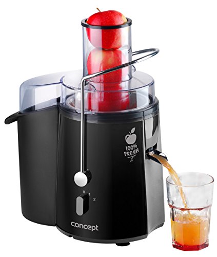 Concept Elettrodomestici Lo7027 Centrifuga Fresh Con Imboccatura, 1000 W, 1 Liter, Stainless Steel, 2 Velocità, Nero