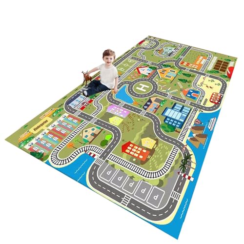 Zfhnyjwkl Tappeto Macchinine Bambini, Tappeto Gioco Bambini Per La Camera Dei Bambini,Tappeto Per Bambini Con Strade,Ragazze, Ragazzi, Antiscivolo E L