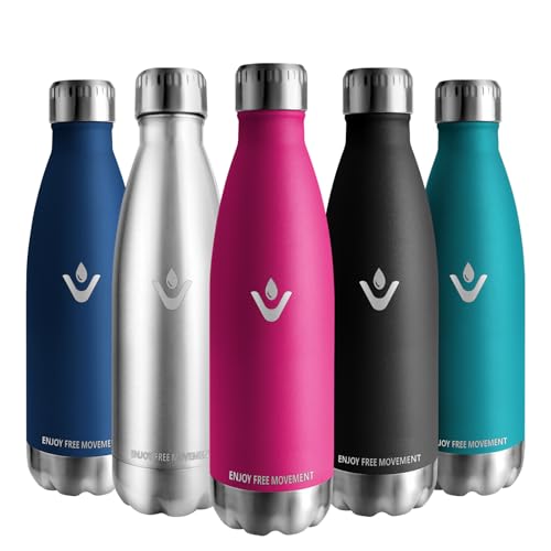 Vikaster Borracce Termiche, 500Ml Borraccia, Borraccia Acciaio Inox Mantiene Caldo Per 12 Ore/Freddo 24 Ore, Borracce Senza Perdite, Borraccia Adatto