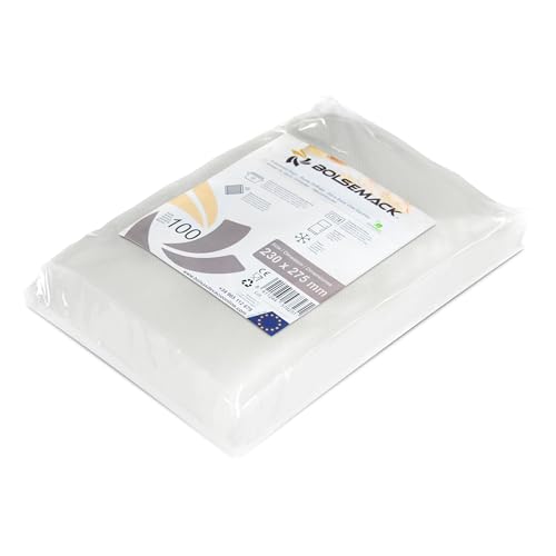 Bolsemack Sacchetti Sottovuoto Alimenti 100 Buste 23X27,5Cm - Buste Sottovuoto Alimenti Per Macchine Sottovuoto - Sacchetti Per Sottovuoto Per La Cons