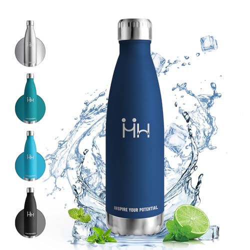 Vikastar Borracce Termiche, Borraccia 500Ml, Borraccia Acciaio Inox Mantiene Caldo Per 12 Ore/Freddo 24 Ore, Borracce Senza Perdite, Borraccia Adatto