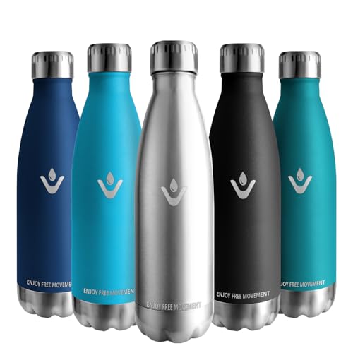 Vikaster Bottiglia Termica, 500Ml Borraccia, Borraccia Acciaio Inox Mantiene Caldo Per 12 Ore/Freddo 24 Ore, Borracce Senza Perdite, Borraccia Adatto