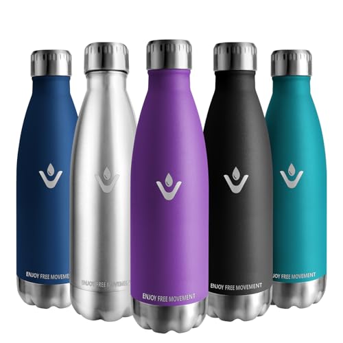 Vikaster Borracce Termiche, 500Ml Borraccia, Borraccia Acciaio Inox Mantiene Caldo Per 12 Ore/Freddo 24 Ore, Borracce Senza Perdite, Borraccia Adatto 