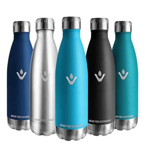Vikaster Borracce Termiche, 500Ml Borraccia, Borraccia Acciaio Inox Mantiene Caldo Per 12 Ore/Freddo 24 Ore, Borracce Senza Perdite, Borraccia Adatto 
