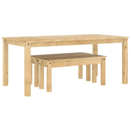 Vidaxl Set Da Pranzo 3 Pz Panama In Legno Massello Di Pino, Tavolo Da Pranzo Set, Tavolo Da Pranzo E Panche, Tavolo Da Cucina E Panche