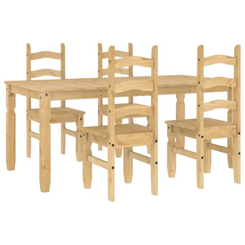 Vidaxl Set Da Pranzo 5 Pz Panama In Legno Massello Di Pino, Tavolo Da Pranzo, Tavolo Da Pranzo E Sedie, Tavolo E Sedie Da Cucina, Set Sala Da Pranzo