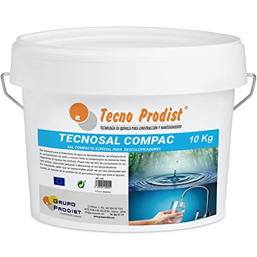 Tecnosal Compac Sale Per Decalcificatore Di Tecno Prodist | Sale Per Addolcitore 10 Kg Fornito In Un Pratico Secchio | Sale In Pastiglie Di Facile App