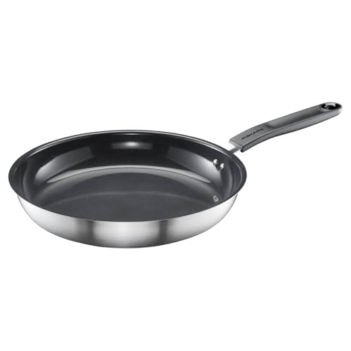 Fiskars Padella, Ø 28 Cm, Padella Rivestita, Adatta A Tutti I Piani Cottura, Acciaio Inossidabile Riciclato, Forma Funzionale, Argento/Nero, 1072312