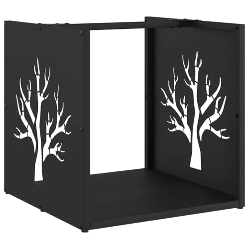 Vidaxl Rastrelliera Per Legna Da Ardere Nera 40X40X40 Cm