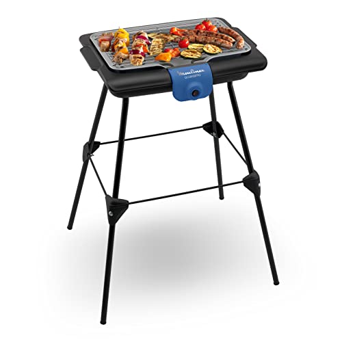 Moulinex Accessimo Barbecue Elettrico Da Tavolo Con Piedi, Barbecue Esterno, Facile Pulizia, Vaschetta Acqua, Riduzione Del Fumo E Odori, Made In Fran