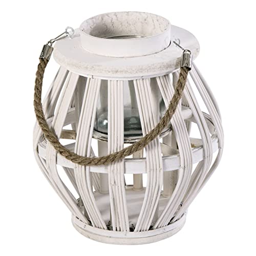 Verdelook Palmas, Lanterna Decorativa In Legno Con Vesetto Interno, 23X23 H27 Cm