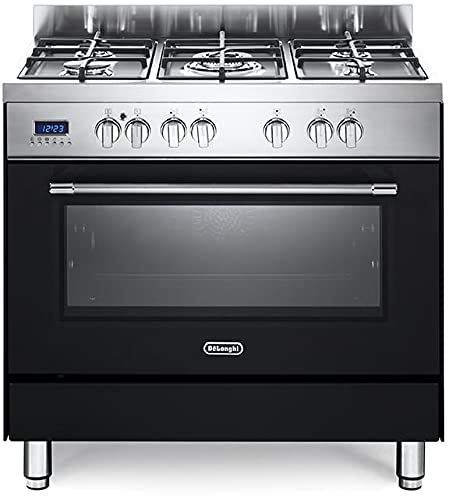Cucina A Gas Con Forno Elettrico Ventilato, N° 5 Fuochi, 90X60 Cm, Nero