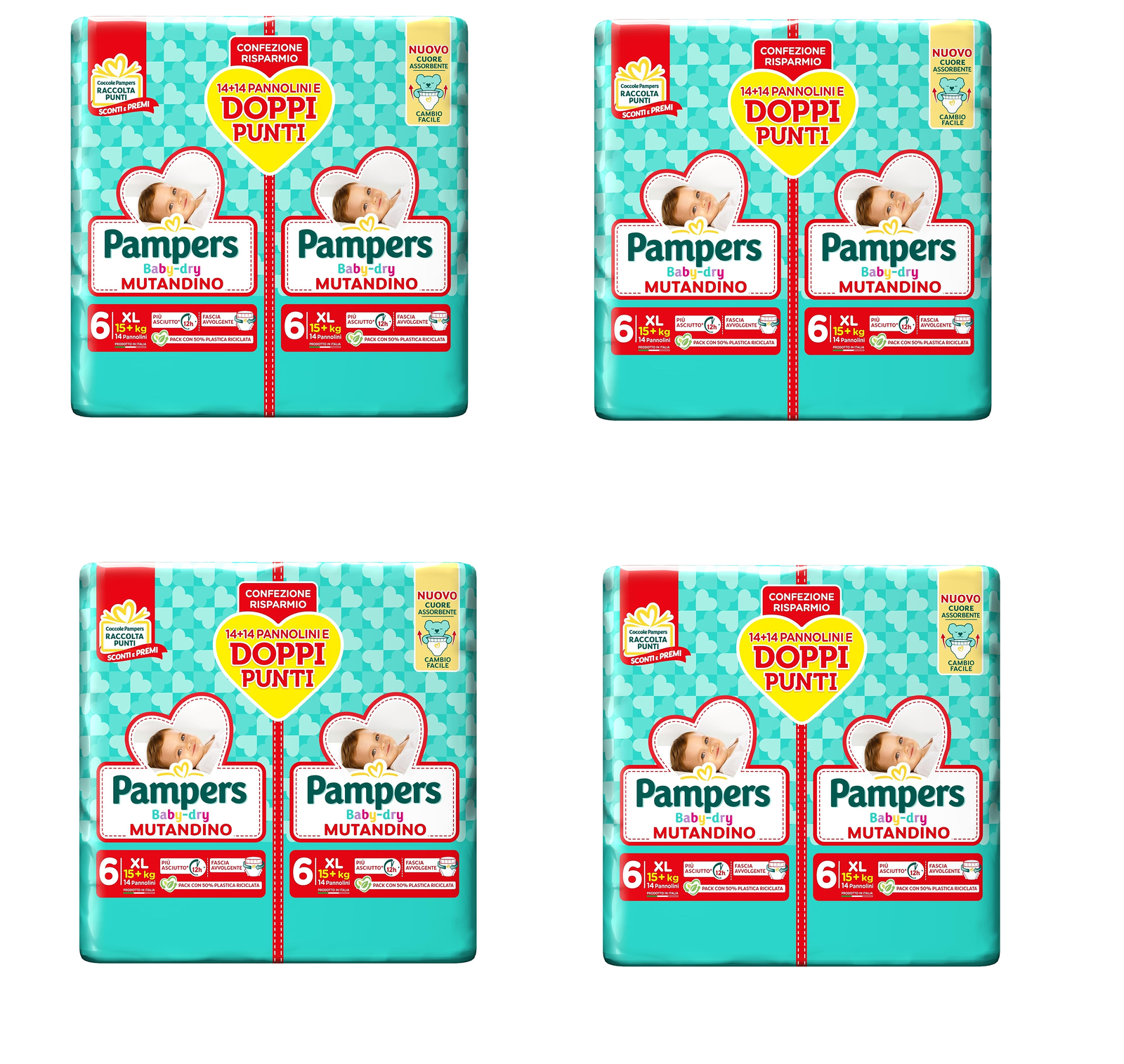 4X PAMPERS BABY DRY MUTANDINO PACCO DOPPIO TG. 6 XL  DA 28 PZ PANNOLINI  112 PZ
