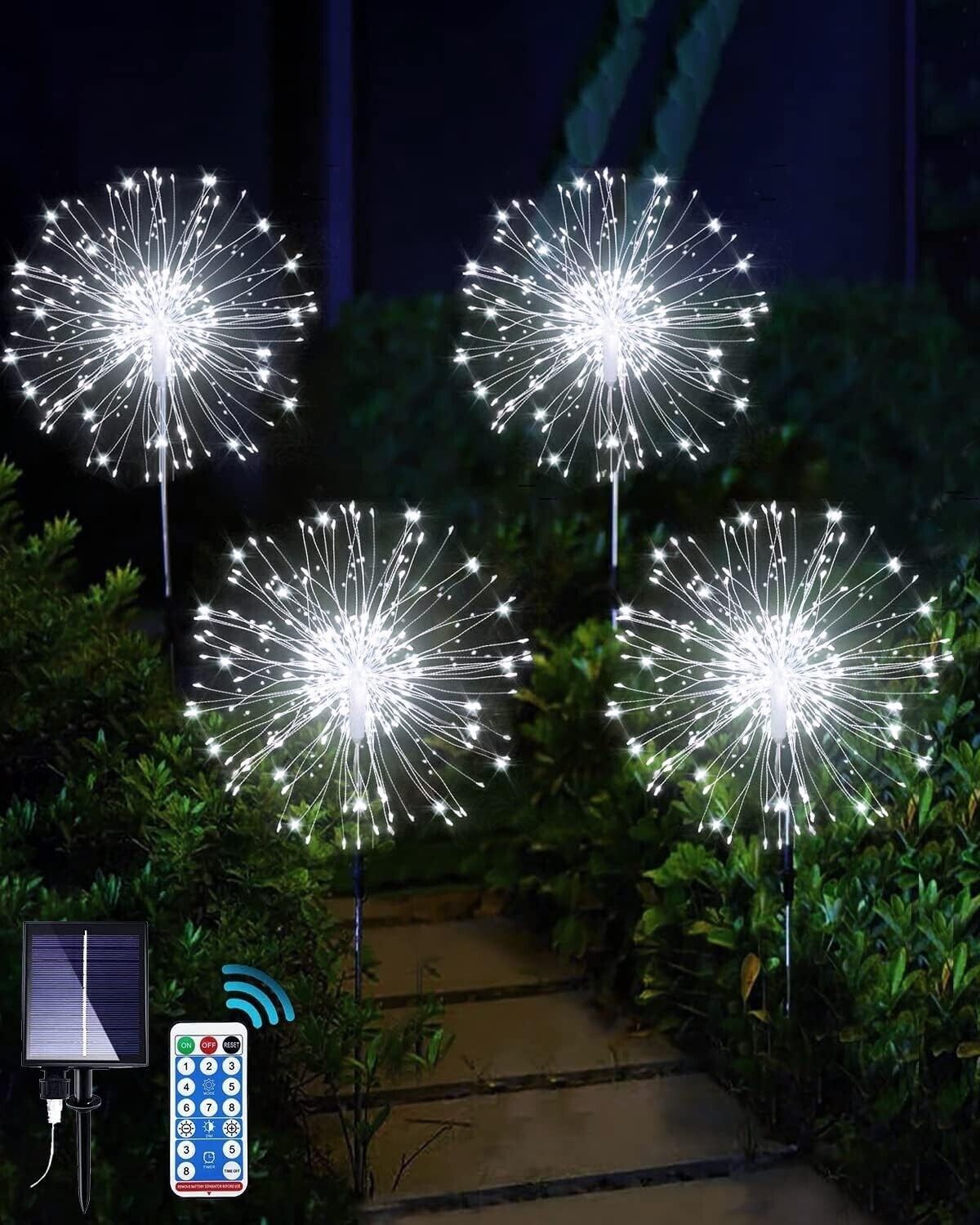 yowin Solar Garden Lights for Outdoor Use, 4 x 120 LED Flower-Shaped (i8D)