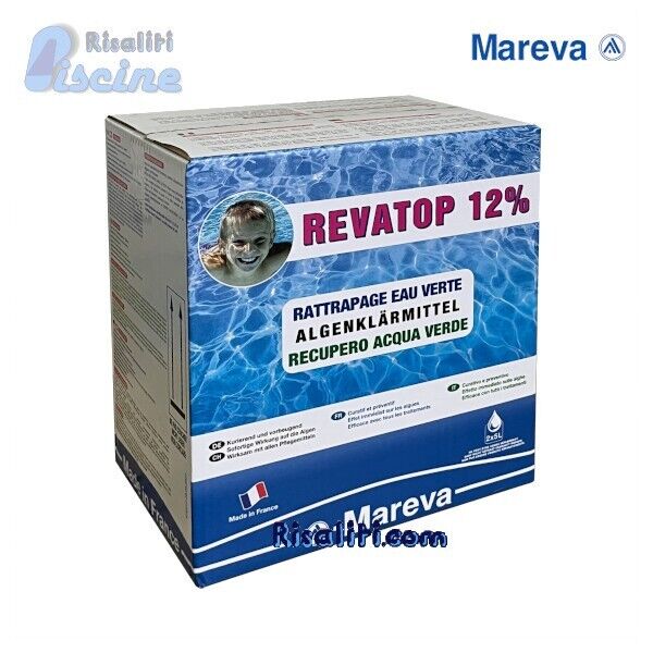 REVATOP 12% ALGHICIDA OSSIGENO SHOCH PULIZIA ACQUA VERDE PISCINE ALGHE 10 LITRI