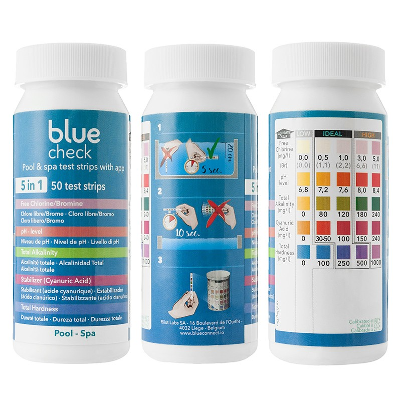 PISCINA - TESTER - BROMO - PH - CLORO - BLUE CHECK STRIPS
