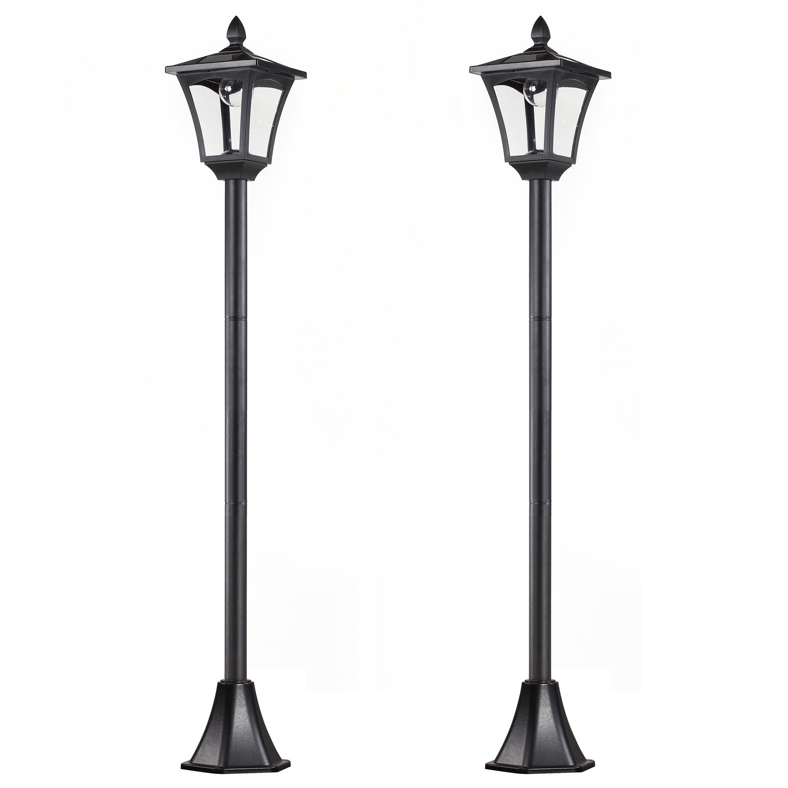 Outsunny Set 2 Lampioni Solari da Giardino Impermeabili IP44 18x18x160cm Nero