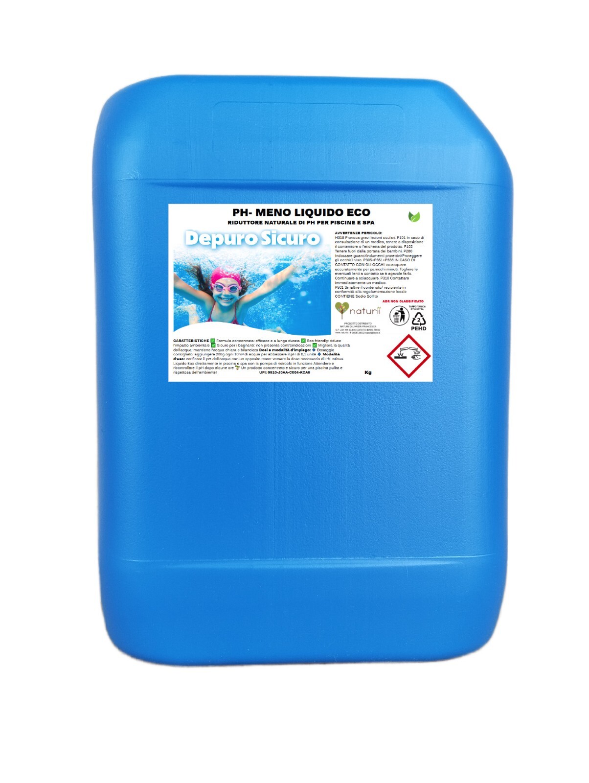 Depuro Ph- meno Minus piscina Liquido Eco riduttore correttore Naturale ph kg 5