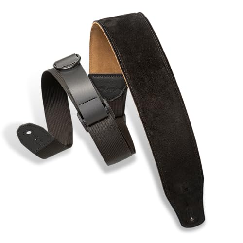 Levy'S Leathers Mrhsp-Blk Tracolla Per Chitarra Right Height - Suede Leather Padded 2 1/2" - Black