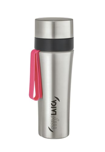 Botella Personal 0,5 L Deportiva Y Filtrante En Acero Inoxidable, Color Cromado/Fucsia