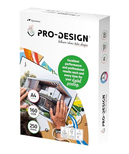 Pro Design 10260059101 - Risma Di Carta Per Stampante Laser A Colori, A4, 160 G, 250 Fogli, Colore Bianco