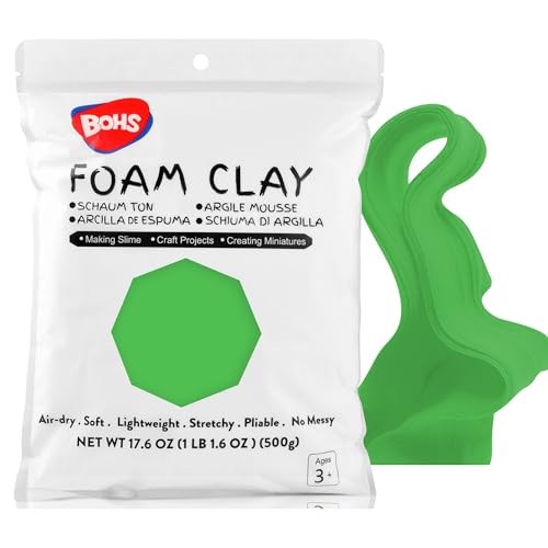 Bohs Argilla Di Schiuma Verde Per Modellare - Morbida, Soffice, Asciugatura All'Aria - Per Progetti Scolastici, Cosplay, Dolci Finti, Forniture Per Sl