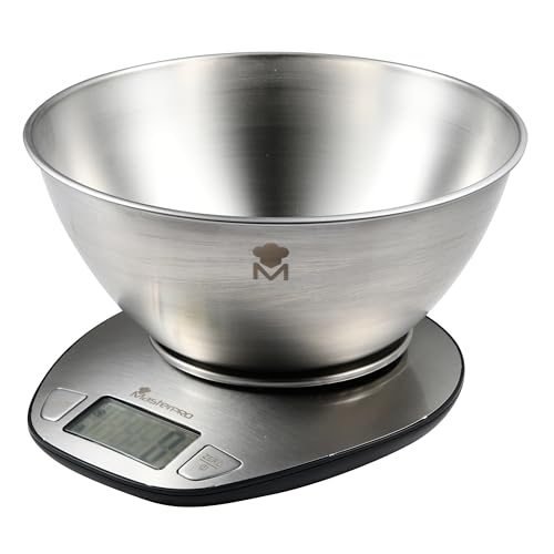 Masterpro Foodies - Equilibrio Della Cucina Elettronica Di 21.5X21.5X13Cm - Fatto In Acciaio Inossidabile - Bilanciamento Della Cucina Con Schermo Lcd
