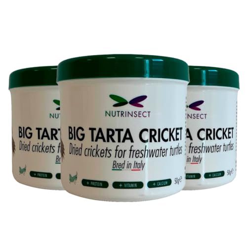 Nutrinsect - Big Tarta Cricket - Mangime Naturale Per Tartarughe A Base Di Grilli Essiccati, Ricco Di Proteine E Nutrienti Essenziali, Pack Da 3 X 50