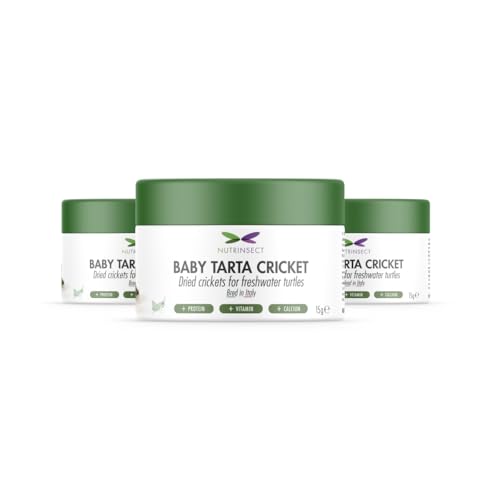 Nutrinsect - Baby Tarta Cricket - Mangime Naturale Per Tartarughe A Base Di Grilli Essiccati, Ricco Di Proteine E Nutrienti Essenziali, Pack Da 3 X 15