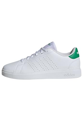 Adidas Advantage Base 2.0 Shoes Junior, Scarpe Da Tennis Unisex-Adulto, Cloud White/Cloud White/Green, 35.5 Eu
