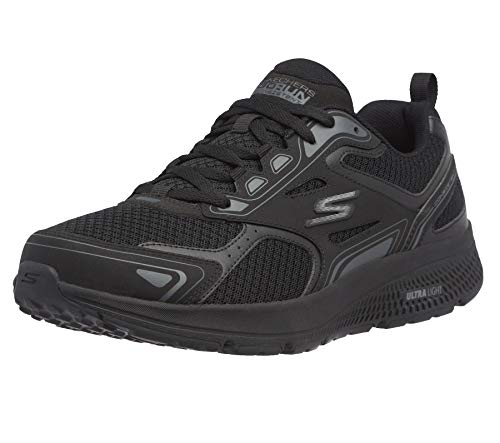 Skechers Go Run Consistent, Scarpe Da Ginnastica Uomo, Black Leather Synthetic Charcoal Trim, 43.5 Eu