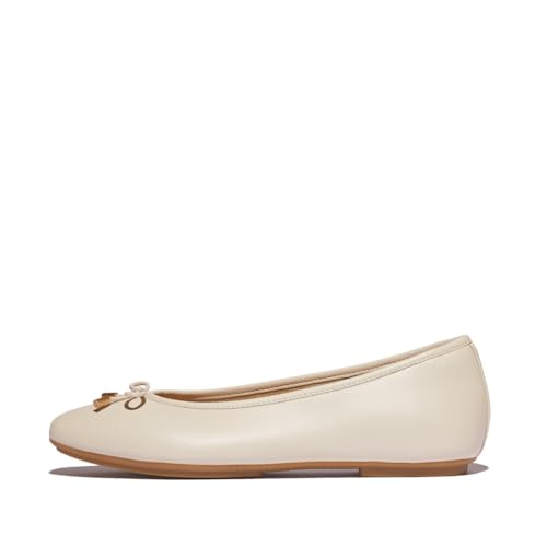 Fitflop Delicato Bow Soft Leather Ballet Flats, Ballerine Donna, Beige, 39 Eu Stretta