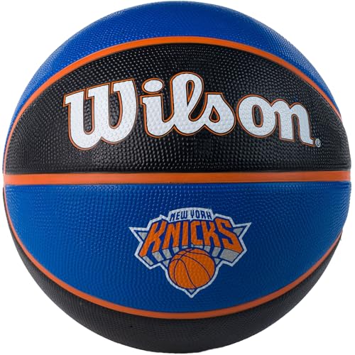 Wilson Pallone Da Basket Nba Team Tribute Bskt, Utilizzo Outdoor, Gomma, Misura 7, Blu/Nero (New York Knicks)
